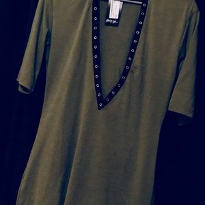 Studded Deep V Mini Dress